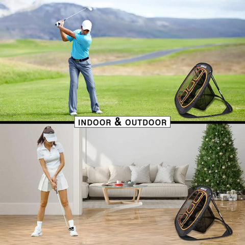 Pro Grade Golf Chipping Net With Dual Turf Hitting Mat For Indoor And Outdoor Target Training Includes 12 Foam Practice Balls And 2 Pins