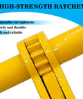 Close-up of yellow handle on Two Pack Ratchet Chain Binders For Five Sixteenths To Three Eighths Inch Chains, high-strength feature.