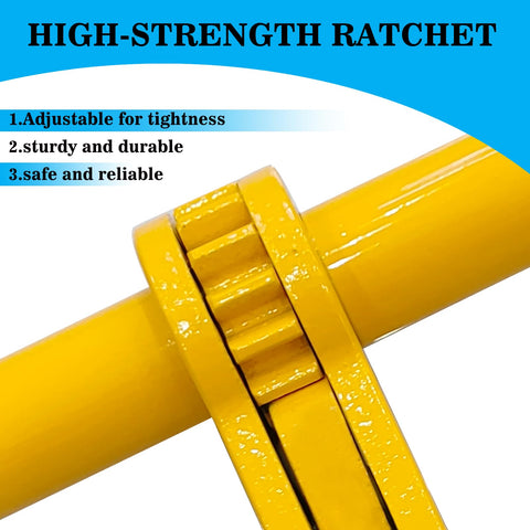 Close-up of yellow handle on Two Pack Ratchet Chain Binders For Five Sixteenths To Three Eighths Inch Chains, high-strength feature.
