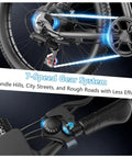 Close-up of the 7-speed gear system and handle of the Awesome 1500W Peak Ebike For Adults With Removable 48V 12Ah Battery And 26 Inch Wheels
