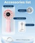 Handheld Portable Fan With 4000mAh USB Rechargeable Battery 180 Degree Foldable Mini Desk Fan 6 Speed Levels LCD Digital Display