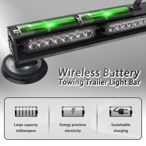 BELIFLY 23-inch wireless tow light bar, side view, magnetic base and LED modules