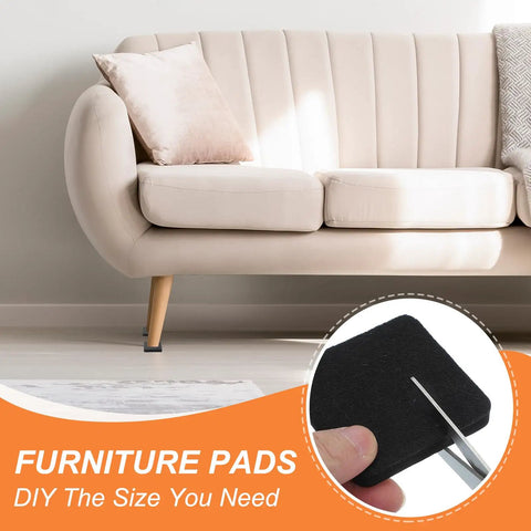 Heavy Duty Felt Furniture Sliders 24 Piece 2.5 Inch Square Movers Smooth Glide Pads No Drag Feel Reusable Floor Protectors under sofa
