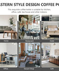 Eastern style design coffee pot usage in home, restaurant, hotel, office, dessert shop, and cafe settings.