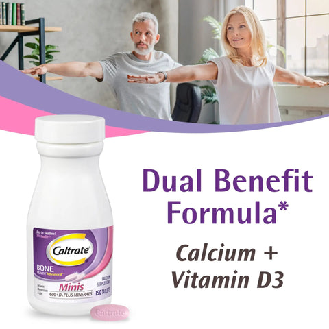 Minis 600 Plus D3 Calcium And Mineral Supplement Tablets With Vitamin D For Bone Health And Strong Bones For Adults 150 Count