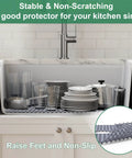 Silicone Sink Protector Mat For Kitchen Sink 28x15 Inches Heat Resistant No Slip Grid For Stainless Steel and Porcelain Sinks