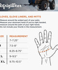 Size chart for Unisex Extreme Cold Weather Work Gloves With Insulation For Minus 30 Degrees Fahrenheit, Silicone Grip And Kevlar Thumb