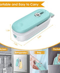 2 In 1 Mini Bag Sealer With Cutter And Lanyard, No Preheat Heat Seal For Chips And Snack Bags, Portable Resealer Machine, turquoise color