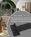 Genuine 5 Inch Matte Black Door Hinges 4 Pack Heavy Duty Gate Hardware, showcased with outdoor and indoor uses.