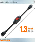 Inline On Off Switch Extension Cord Heavy Duty 3 Prong Power Cable 15A 125V UL CUL Listed 40 cm