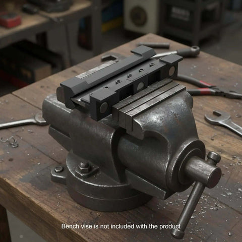 Magnetic Brake Bender Attachment for Vise, 8 Inch Metal Bender Tool installed on workshop vise for metalworking projects