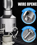 Heavy Duty Pipe Thread Cutter And PVC Threading Tool Kit For All Electric Drills Pro Grade Carbon Steel Dual Function Internal And External Threader For One Half Inch And Three Quarter Inch PVC Pipes Easy To Use At Home Or DIY Friendly Workshop showing sharp teeth and hex shank.