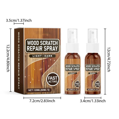 Wood Scratch Repair Spray For Furniture And Floors, Quick Fix That Restores Finish, Eliminates Scratches, Two 60ml Bottles