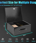 Fire Resistant Safe Box With Key Lock For Home Office Security, Sturdy Steel Safe For Valuables And Docs, 13.2 x 11 x 5.1 Inches, Black