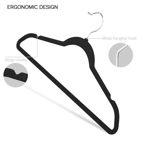 Heavy Duty Black Velvet Hangers 60 Pack Slim Space Saving Closet Organizers With Non Slip Grip And Smooth Rotating Silver Hooks For Rock Solid Wardrobe Storage And Closet Setup