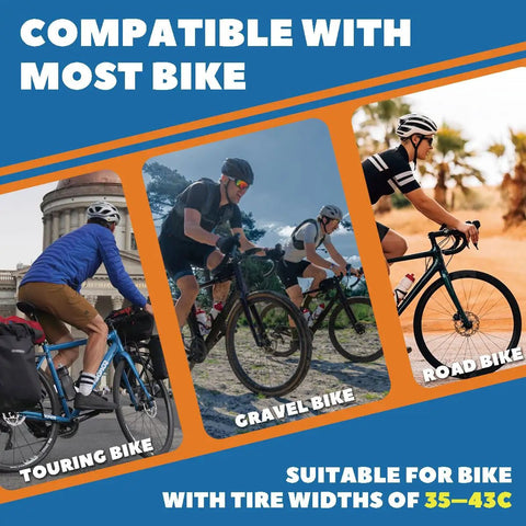 Cyclists on touring, gravel, and road bikes compatible with 1 Pack 700x35C To 700x43C Bike Inner Tube With 48mm Schrader Valve