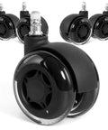 3 Inch Office Chair Wheels Set Of 5 Double Rollerblade Replacement For Smooth Quiet Rolling On Hardwood Floors And Carpets Heavy Duty Non Marring Black Wheels For Office And Gaming Chairs