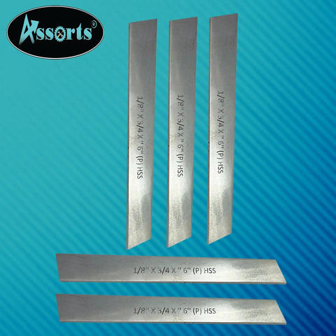 Set Of 5 HSS Trapezoid Lathe Blades One Eighth By Three Quarter By Six Inches For Parting Cut Off And Tool Holders