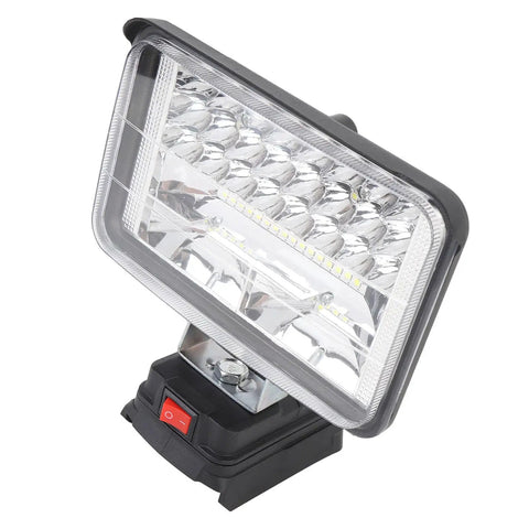 Mingzhe Cordless LED Flood Light 50W with USB Ports, clear design, sturdy base, adjustable for indoor or outdoor use.