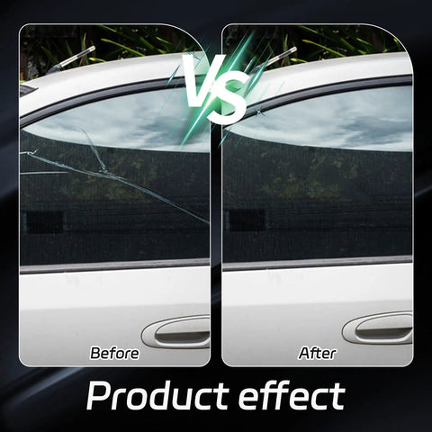 Before and after effect of using Windshield Chip Repair Kit For Quick Fixes 2026 Glass Repair Liquid on car window crack