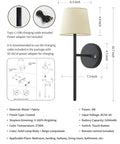 Rechargeable Battery Wall Sconces Set Of Two Black Cordless Lights For Modern Homes No Sweat Install with USB charging cable and remote.