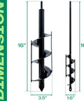 Beefy Dual Side Blade Garden Auger Drill Bit Set For Planting 1.6x16 Inch And 3.5x16 Inch Heavy Duty Earth Auger With Clean Straight Holes