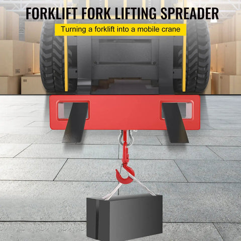 Red Forklift Lifting Hook 4400 LB Capacity Heavy Duty Hoist With Swivel Hook Two Large T Screws Forklift Lifting Attachment For Mobile Crane Use Durable Carbon Steel Powder Coated on forklift forks lifting a block