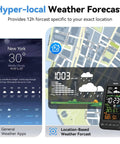 Wireless Indoor Outdoor Thermometer Weather Station With Remote Sensor Vertical Color Display Temperature Humidity Monitor 12 Hour Forecast Atomic Clock Adapter Powered Black No App Needed showing hyper-local forecast comparison.