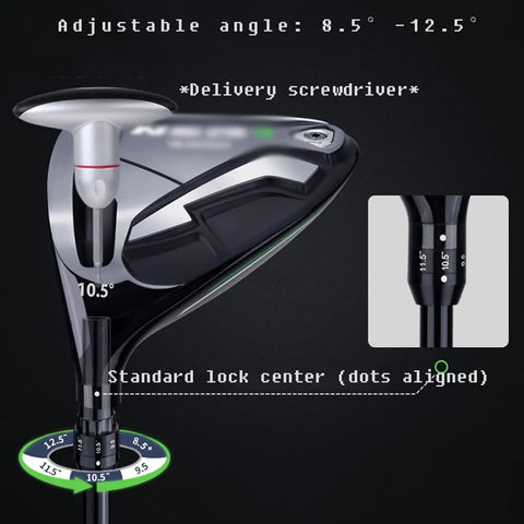 Mens Left Hand Golf Club Set Beginner Friendly 12 Piece Sweet Starter Kit Adjustable driver angle shown with carbon shaft.
