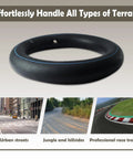 Beefed Up Thickened 12 Inch Rear Inner Tube Replacement for Electric Dirt Bikes, showcased with terrain versatility.