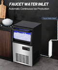 Nugget Ice Maker Machine With 100 Lbs Per Day Output, Stainless Steel Under Counter Ice Machine With 25 Lbs Storage Capacity, Self Cleaning Freestanding Sonic Pellet Ice Maker For Home Bar Restaurant Office connected to a water line