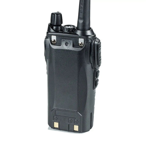 Rear view of UV 82HP Beefy High Power Dual Band Radio With 136 174 MHz VHF And 400 520 MHz UHF Two Way Radio Features VOX.