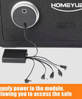 External Power Supply Box With Six DC Jacks And On Off Switch For LED Lighting Toys Safe Boxes Electronic Cabinets Locks And More 6V Output Battery Backup Workhorse, black plastic