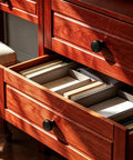 Wooden dresser with open drawer featuring 4 Pack Knurled Round Cabinet Knobs And Drawer Pulls Single Hole Hardware For Kitchen And Bath