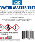Zero Drama Saltwater Aquarium Water Test Kit label showing warning symbols and product instructions for marine tests.