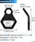 Heavy Duty Stainless Steel Motorcycle Tie Down Anchor Hooks 10 Pack dimensions and material details illustration.