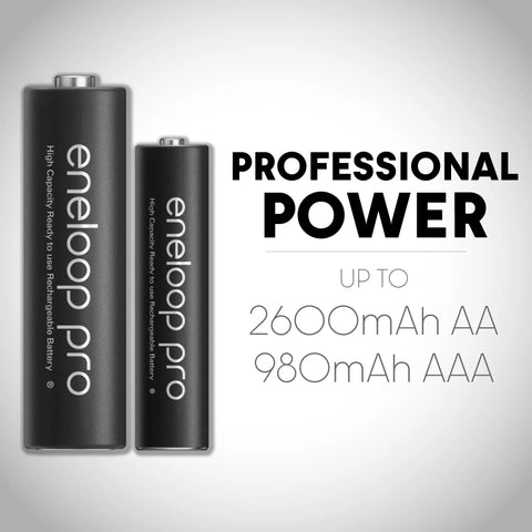 Eneloop Pro High Capacity NiMH Battery Pack Set With Charger And Storage Case Includes 8 AA And 2 AAA Rechargeable Batteries