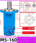 Heavy Duty Hydraulic Oil Motor With Four Hole Mount BM5 Series with detailed dimensions and oil ports for industrial use.
