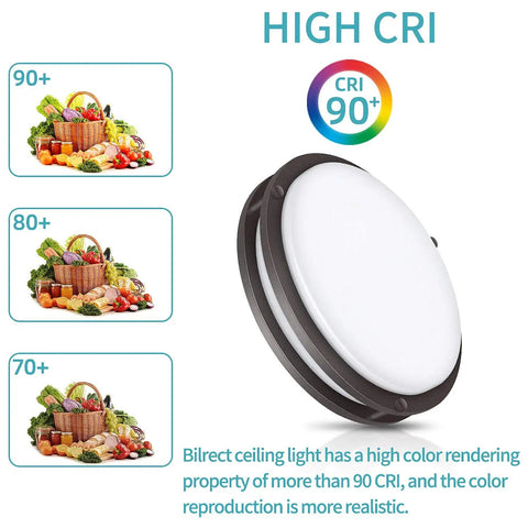 Dimmable LED Flush Mount Ceiling Light 10 Inch Fixture 18W With 160W Equiv 1600 Lumens 90 CRI color display