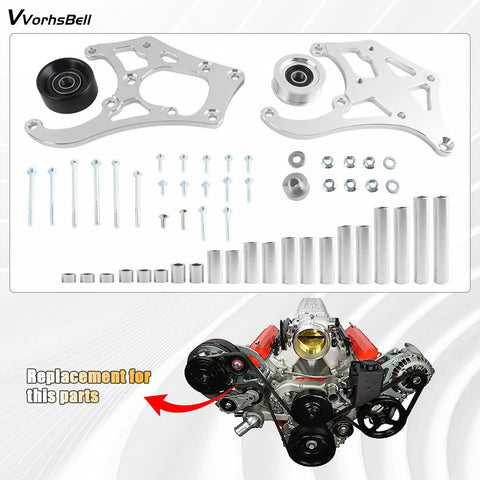 LS Air Conditioner Bracket Kit For Sanden 508L And 709 Fits Camaro LS Engines And Truck Water Pumps Belt Tensioner Compatible Easy Install Plug And Play components and installation diagram