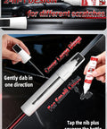 GMC White Frost Tricoat Touch Up Paint Pen Two In One Scratch Repair for Vehicles showing 2-in-1 design application on car surface.