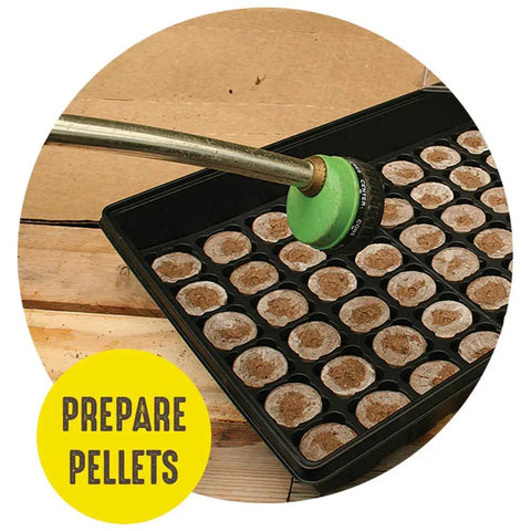 Seed Starting Greenhouse Kit For Tomatoes And Vegetables, 16 Biodegradable Expanding Peat Pellets, tray watering setup