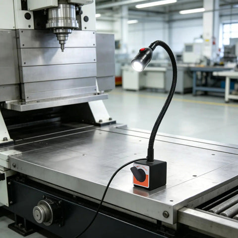 Heavy Duty Led Magnetic Work Light With Flexible Gooseneck Lamp providing 550 to 650 lumens in an industrial setting.