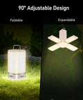 116 LED Rechargeable Camping Lantern With 360 Degree Bright Light for camping, showing foldable and expandable design.