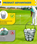 Stainless Steel Golf Ball Basket With Handle Pack Of 2 Holds 50 Balls Each on golf course, highlighting durable design.