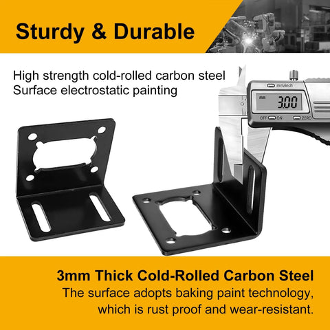 durable DC motor mounting bracket made of 3mm cold-rolled carbon steel with protective electrostatic painting