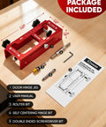 Adjustable Door Hinge Jig For Aluminum Alloy Doors Router Template Fits Hinges From Two And A Half To Five Inches In Length And Thickness Radius One Quarter Inch Or Five Eighths Inch Durable Jamb Hinge Jig For Precise Installations Easy Setup And, shown with included user manual and accessories
