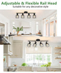 Four Light Semi Flush Mount Ceiling Light With Dope Rotatable Track Heads And Metal Cage Adjustable Arm Design in kitchen