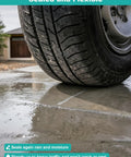 Heavy Duty Self Leveling Concrete Crack Filler For Driveways, Patios And Garages, Universal Cement Repair Sealant For Asphalt Brick Tile And Metal, All In One Masonry Patch With Super Grip Formula 4.4 Lb on sealed driveway under tire.