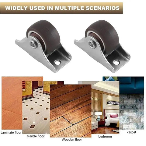 4 Piece Mini Casters 25Mm Furniture Wheels Heavy Duty Roller Replacement Hardware For Cabinets Desks And Storage Carts on various floor types.